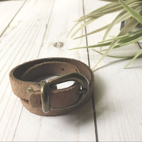 Leather wrap bracelet brass accent tan brown NEW - Picture 5 of 6